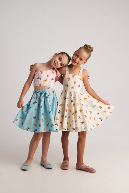 TC BUTTERFLY SKY ONE SHOULDER BICOLOUR DRESS