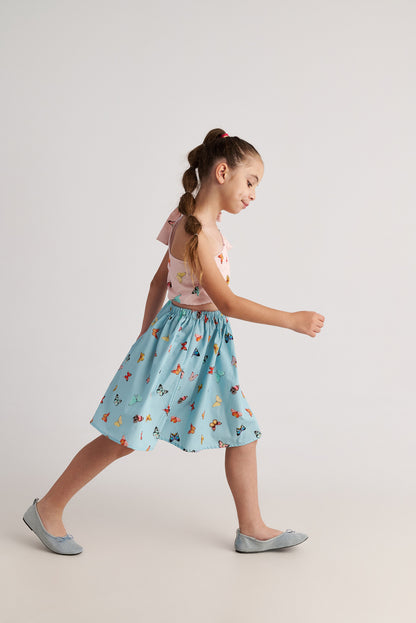 TC BUTTERFLY SKY ONE SHOULDER BICOLOUR DRESS