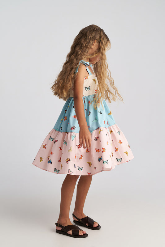 TWO IN A CASTLE BUTTERFLY SKY 3-LAYER BICOLOUR DRESS