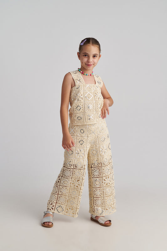 TWO IN A CASTLE SANTORINI CROCHET TOP & PANTS SET