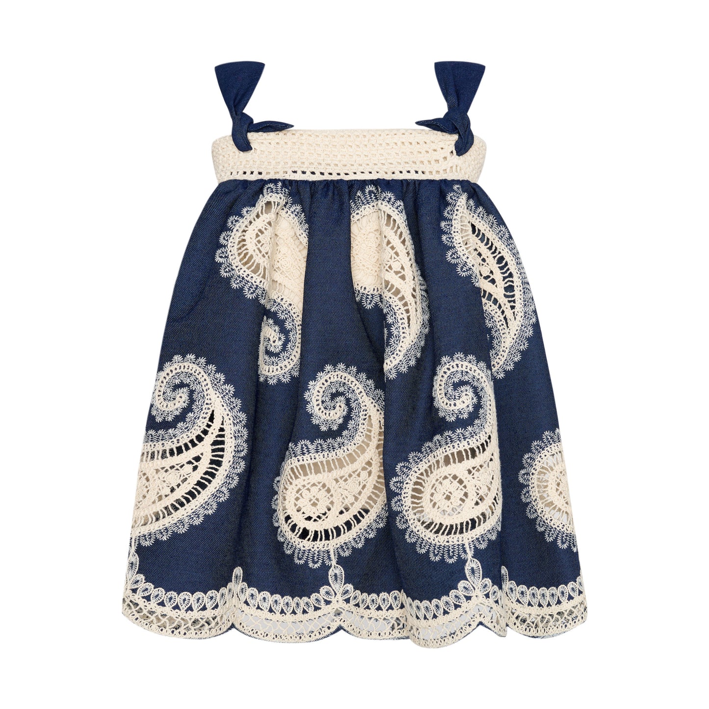 TWO IN A CASTLE FARM GIRL PAISLEY DENIM BABY DRESS