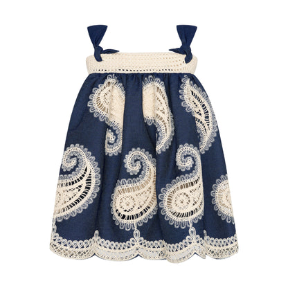 TWO IN A CASTLE FARM GIRL PAISLEY DENIM BABY DRESS