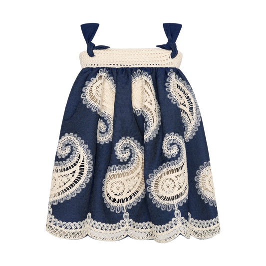 TWO IN A CASTLE FARM GIRL PAISLEY DENIM BABY DRESS