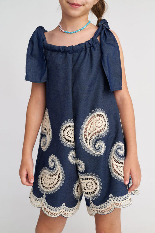 TWO IN A CASTLE FARM GIRL PAISLEY DENIM PLAYSUIT