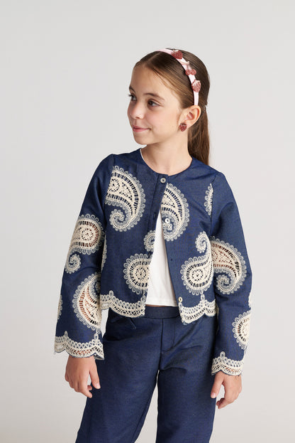 TWO IN CASTLE  FARM GIRL PAISLEY DENIM JACKET