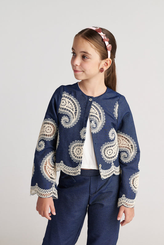 TWO IN CASTLE  FARM GIRL PAISLEY DENIM JACKET