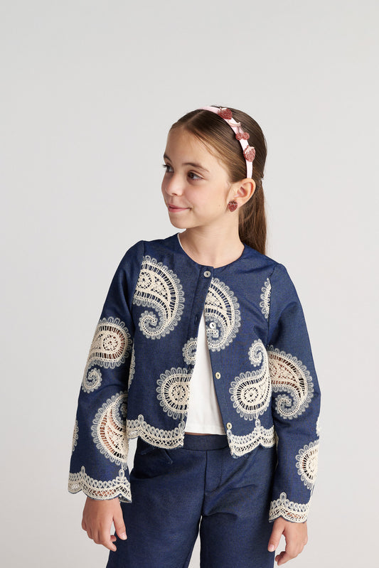 TWO IN CASTLE  FARM GIRL PAISLEY DENIM JACKET