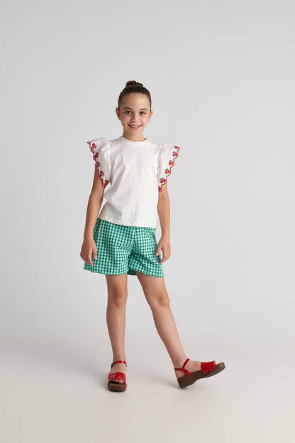 TWO IN A CASTLE FOREST SKY SET WITH CHERRIES TOP & VICHY SHORTS