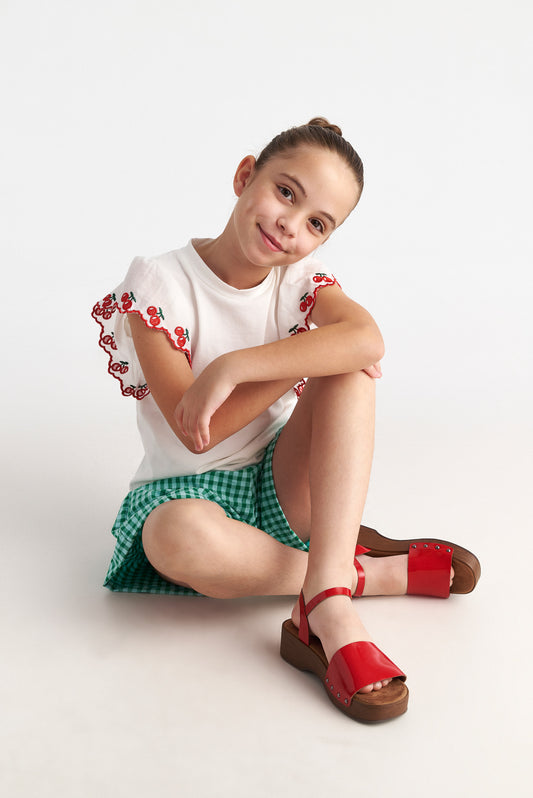 TWO IN A CASTLE FOREST SKY SET WITH CHERRIES TOP & VICHY SHORTS