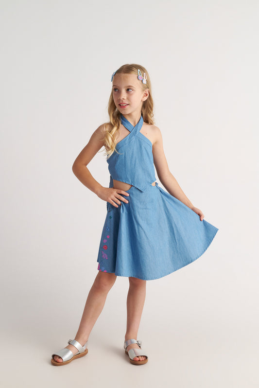 TWO IN A CASTLE MERMAID & SHELLS SCARF TWO PIECES DRESS