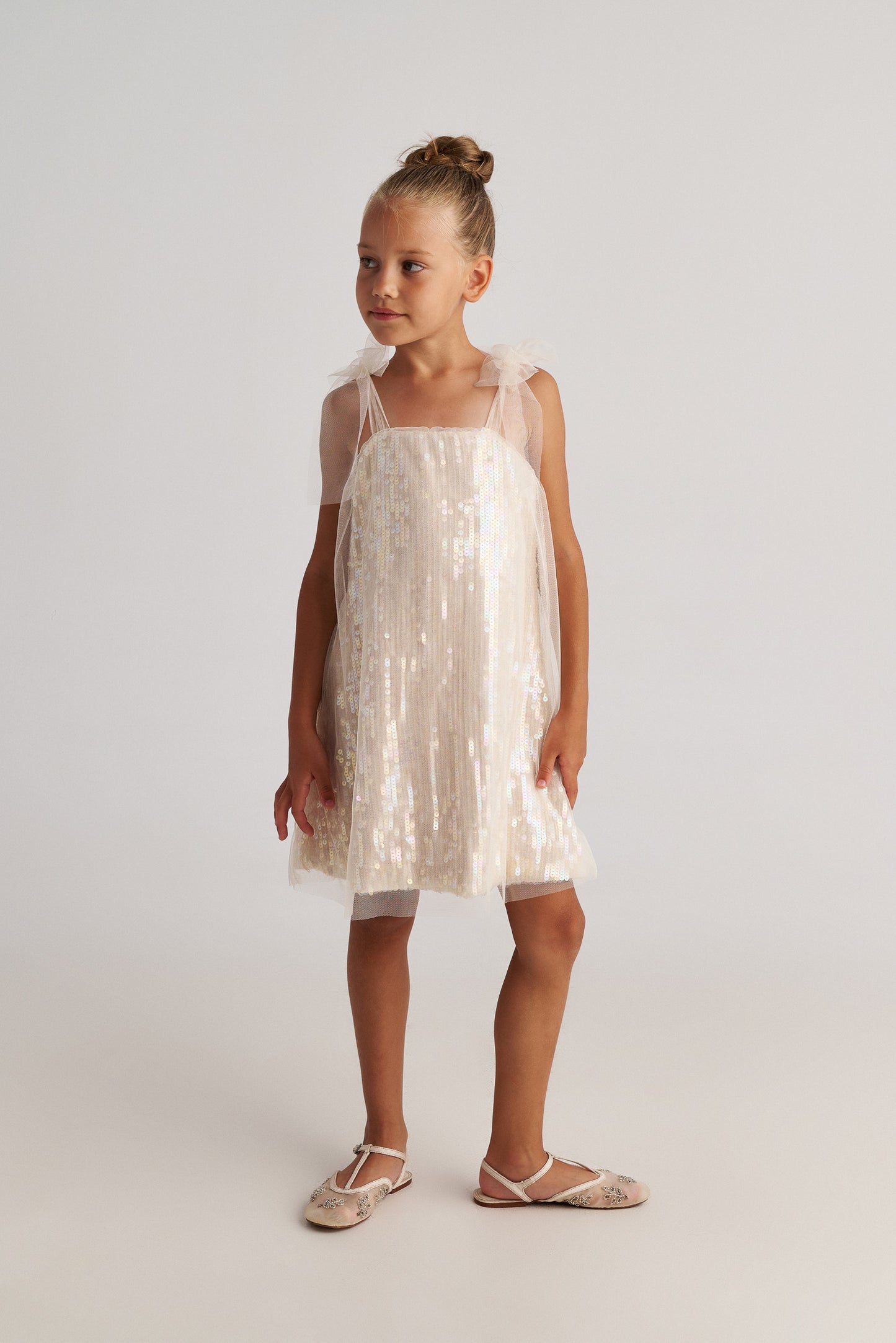TWO IN A CASTLE AQUA PEARL A-LINE TULLE LAYER DRESS