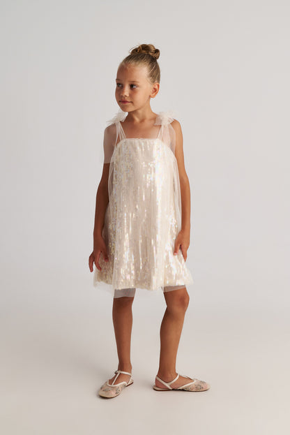 TWO IN A CASTLE AQUA PEARL A-LINE TULLE LAYER DRESS