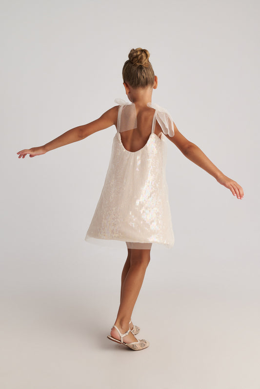 TWO IN A CASTLE AQUA PEARL A-LINE TULLE LAYER DRESS