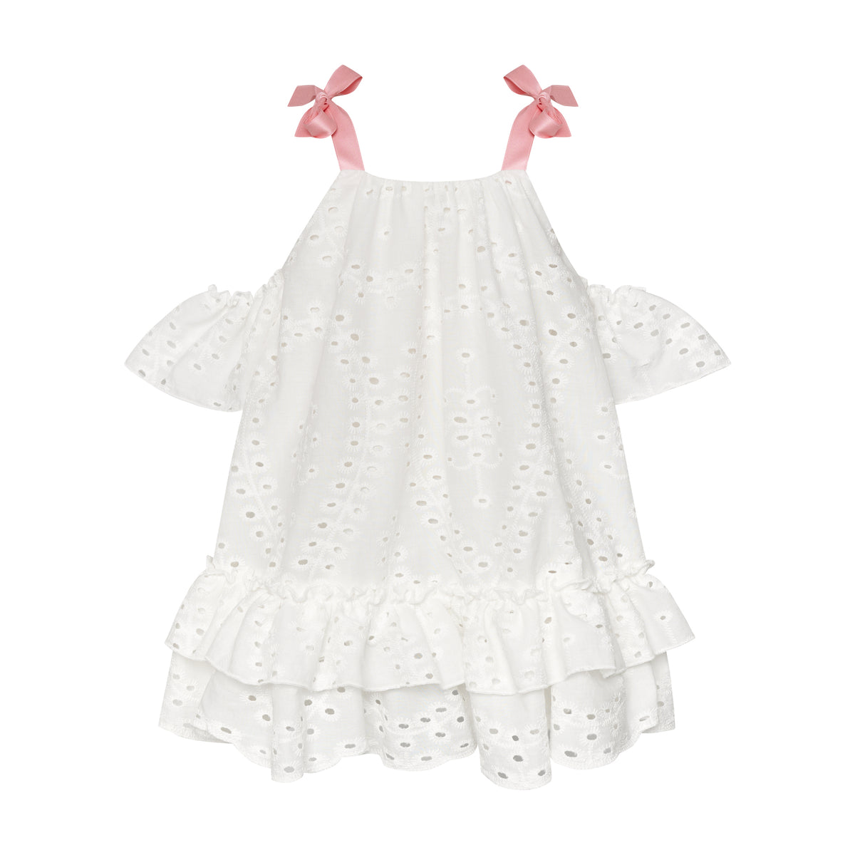 TWO IN A CASTLE THE FLOWER GIRLS BRODERIE RUFFLE DRESS