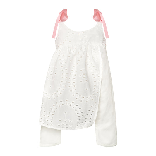 TWO IN A CASTLE THE FLOWER GIRLS BRODERIE LAYER BABY JIPSUIT