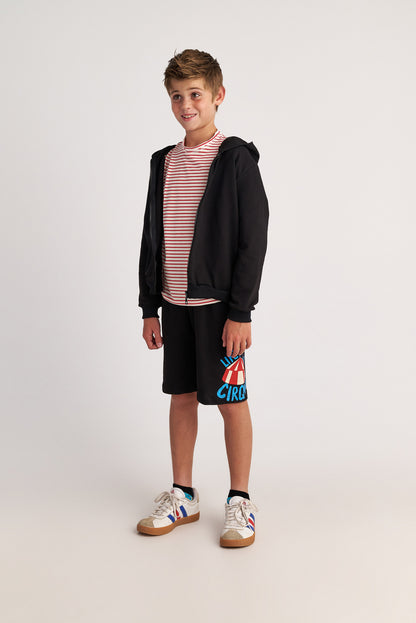 TWO IN A CASTLE  CIRCUS LIFE STRIPED TOP & LOGO SHORTS SET