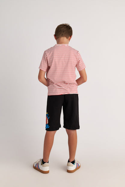 TWO IN A CASTLE  CIRCUS LIFE STRIPED TOP & LOGO SHORTS SET