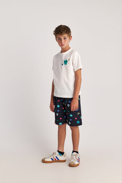 TWO IN A CASTLE OUT OF SPACE TOP AND ALLOVER PRINT SHORTS SET