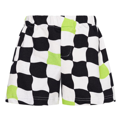 TWO IN A CASTLE CHESS T-SHIRT AND ALLOVER PRINT SHORTS  SET