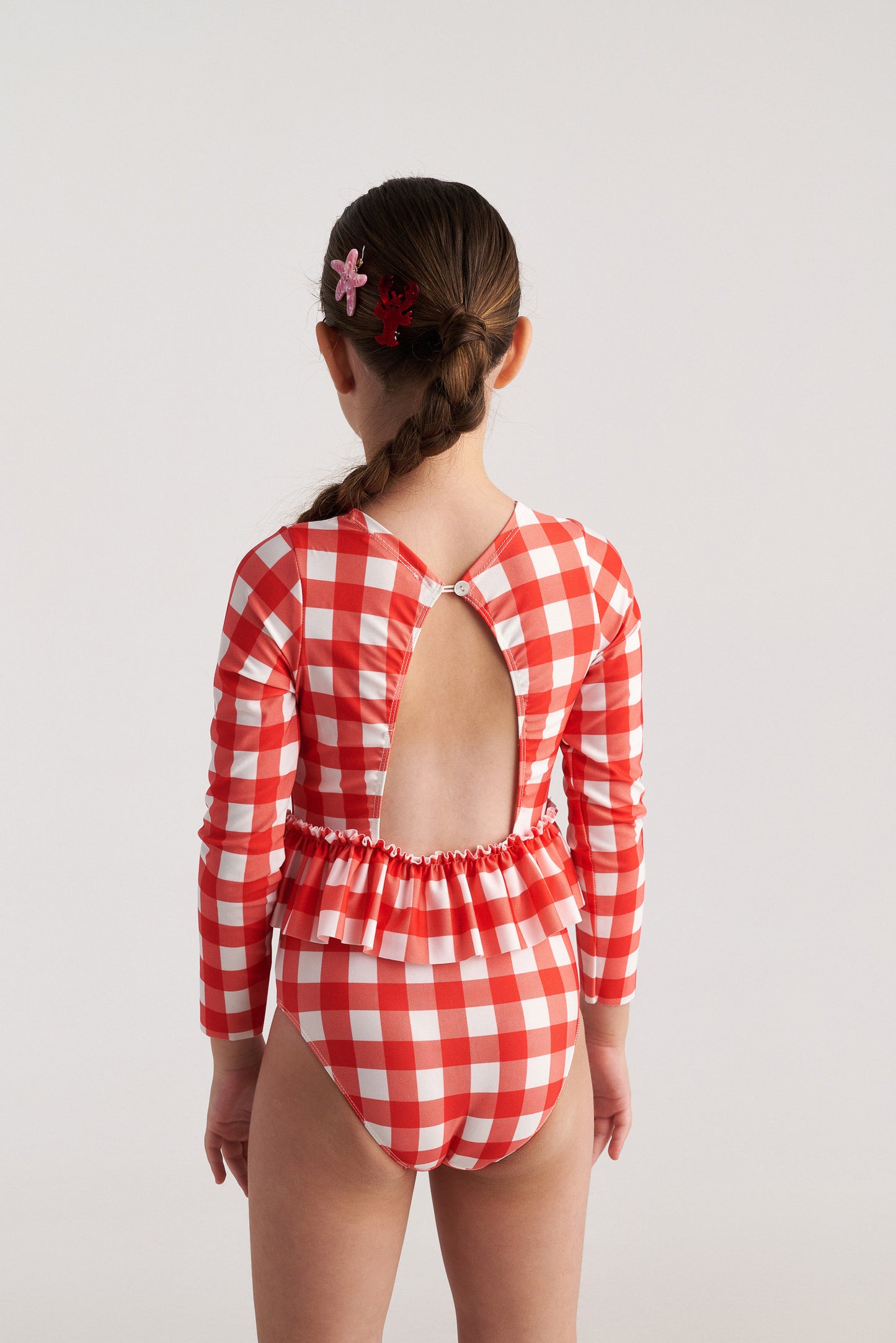 TC MAY PIC- NIC VICHY BACKLESS LONGSLEEVE SWIMSUIT