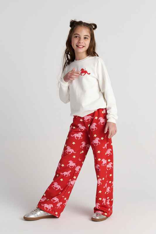 TC MAGIC HORSES SWEATER SET WITH ALLOVER PRINT PANTS