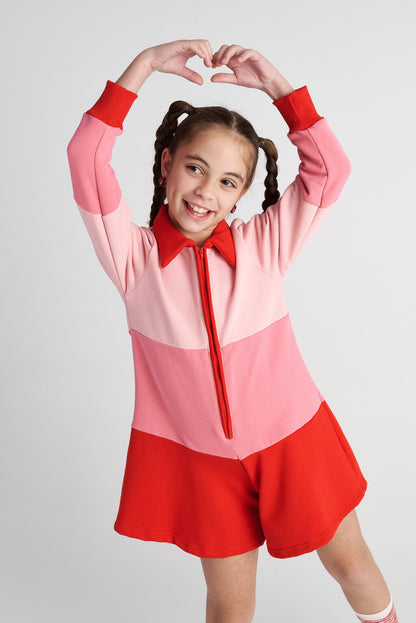TWO IN A CASTLE RASPBERRY PUFF TENNIS PLAYSUIT