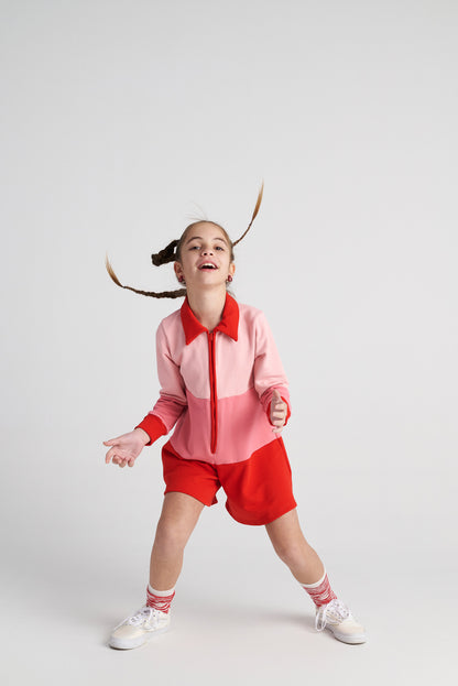 TWO IN A CASTLE RASPBERRY PUFF TENNIS PLAYSUIT