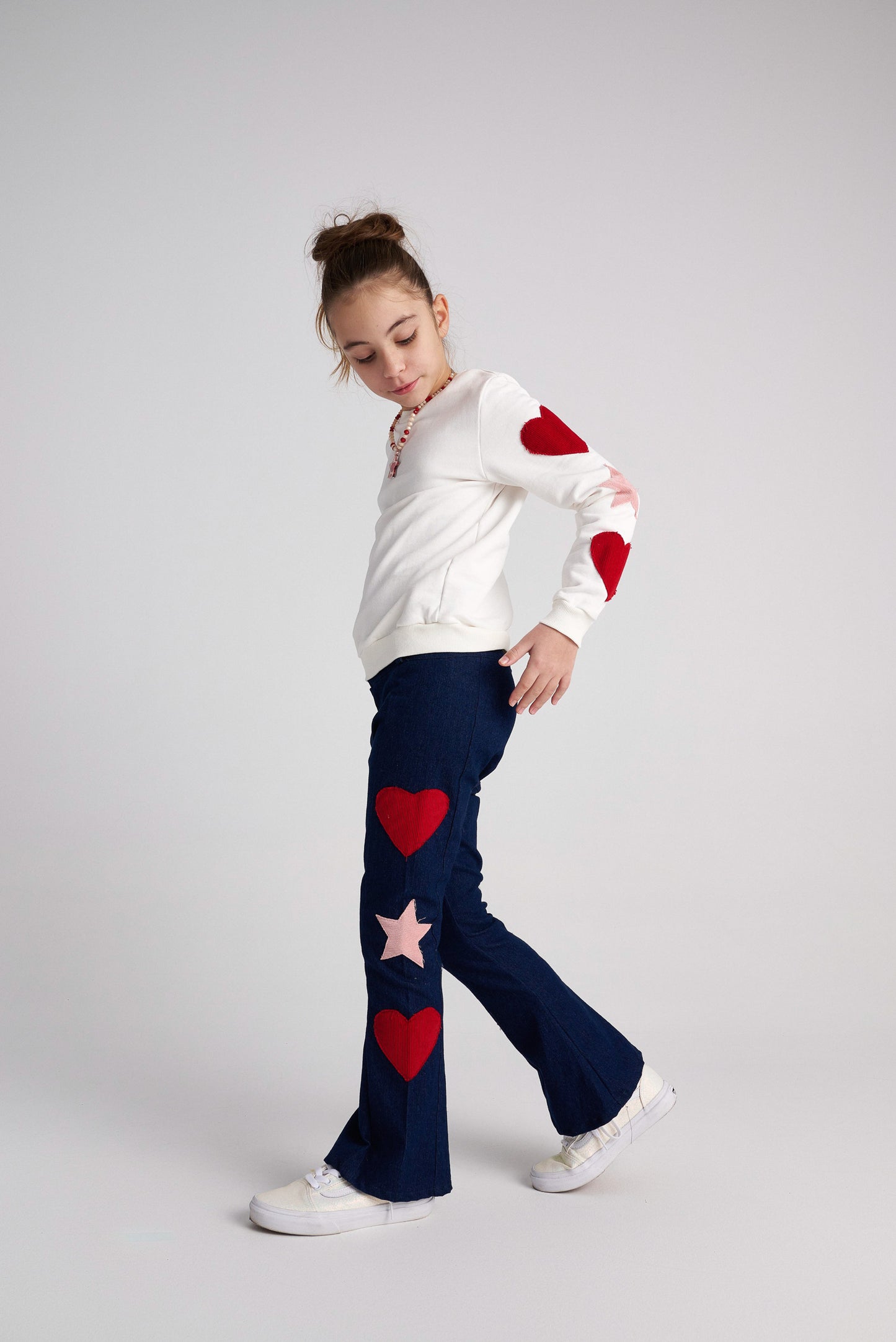 TWO IN A CASTLE EMBRIODERED DENIM FLARE PANTS