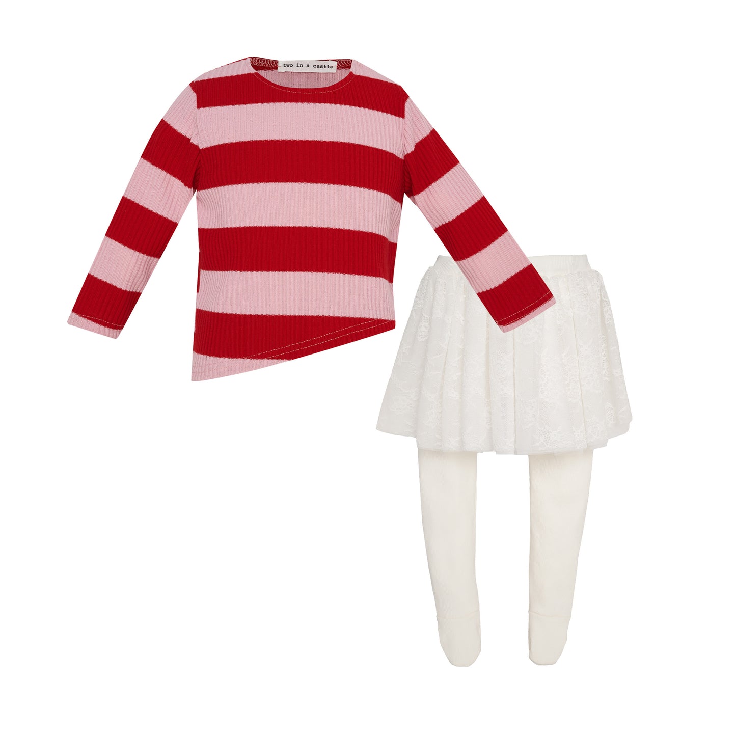 TWO IN A CASTLE STRIPED SET TOP AND TUTU LEGGINGS