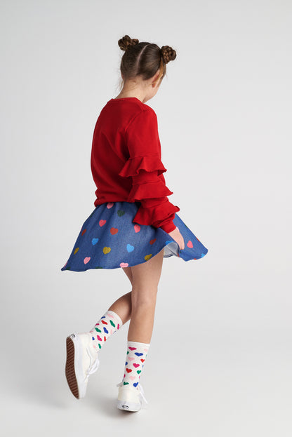 TWO IN A CASTLE ALLOVER HEARTS SKIRT