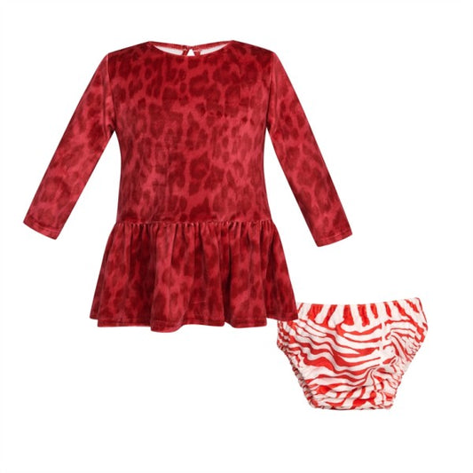 TWO IN A CASTLE BABY VELVET DRESS & PANTIES