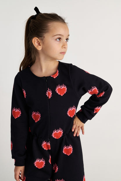 TWO IN A CASTLE FLAMING HEARTS ALLOVER PRINT PLAYSUIT