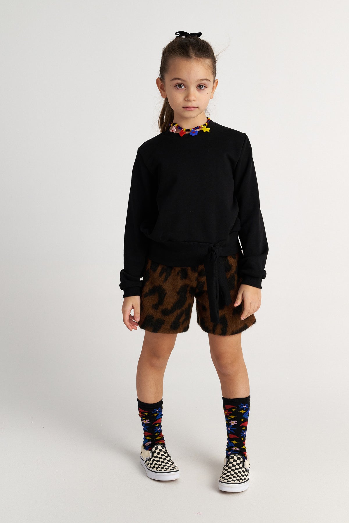 TWO IN A CASTLE WILD FLOWERS SWEATER TOP & KNITTED SHORTS SET