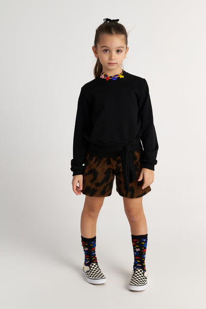 TWO IN A CASTLE WILD FLOWERS SWEATER TOP & KNITTED SHORTS SET