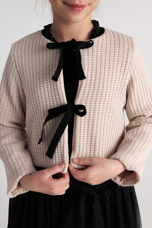 TWO IN A CASTLE SPARKLES KNITTED BOW CARDIGAN
