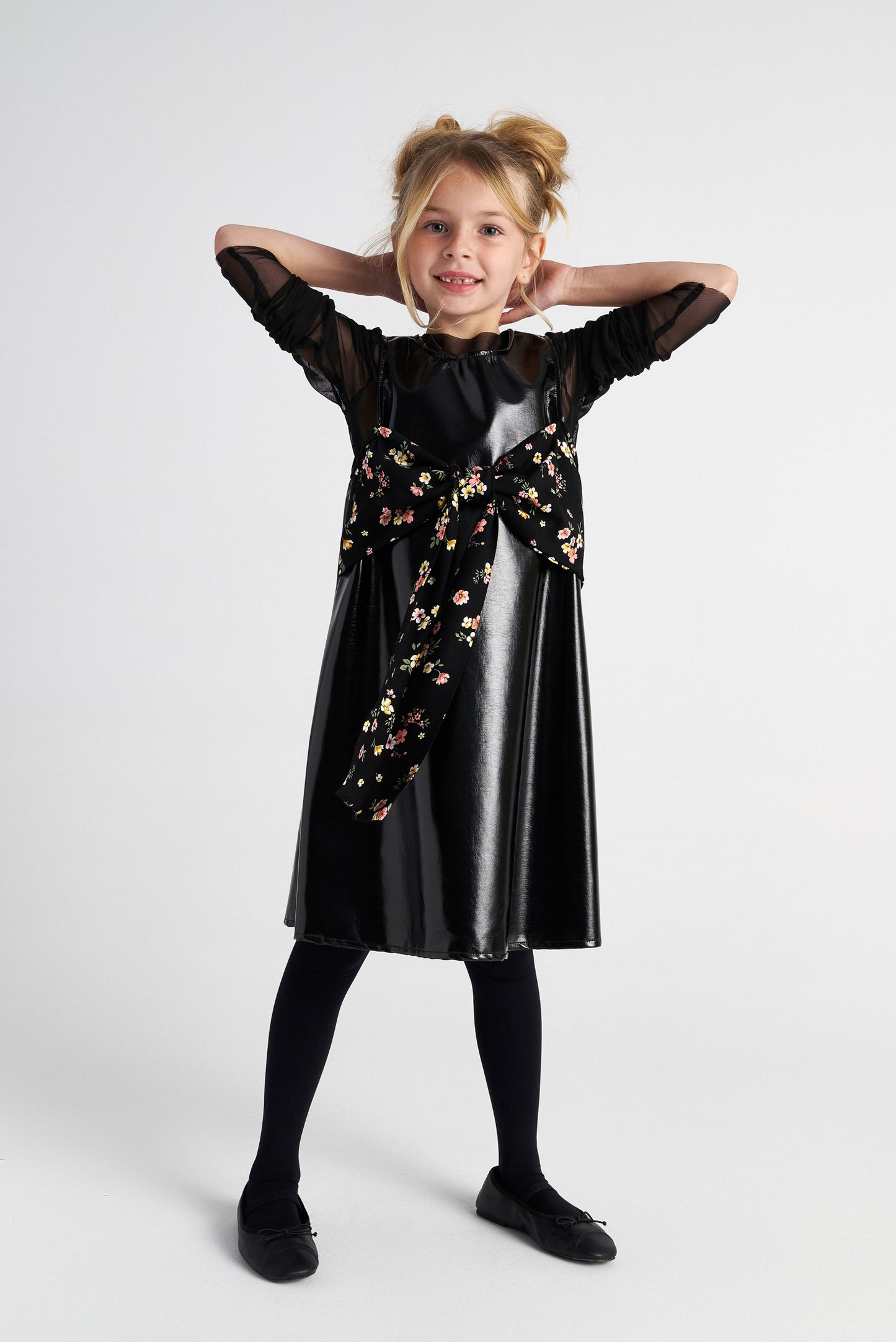 TWO IN A CASTLE SET TOP AND VINYL BOW DRESS