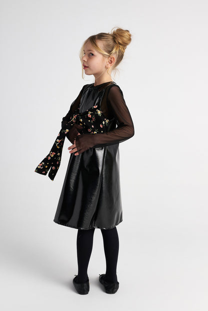 TWO IN A CASTLE SET TOP AND VINYL BOW DRESS