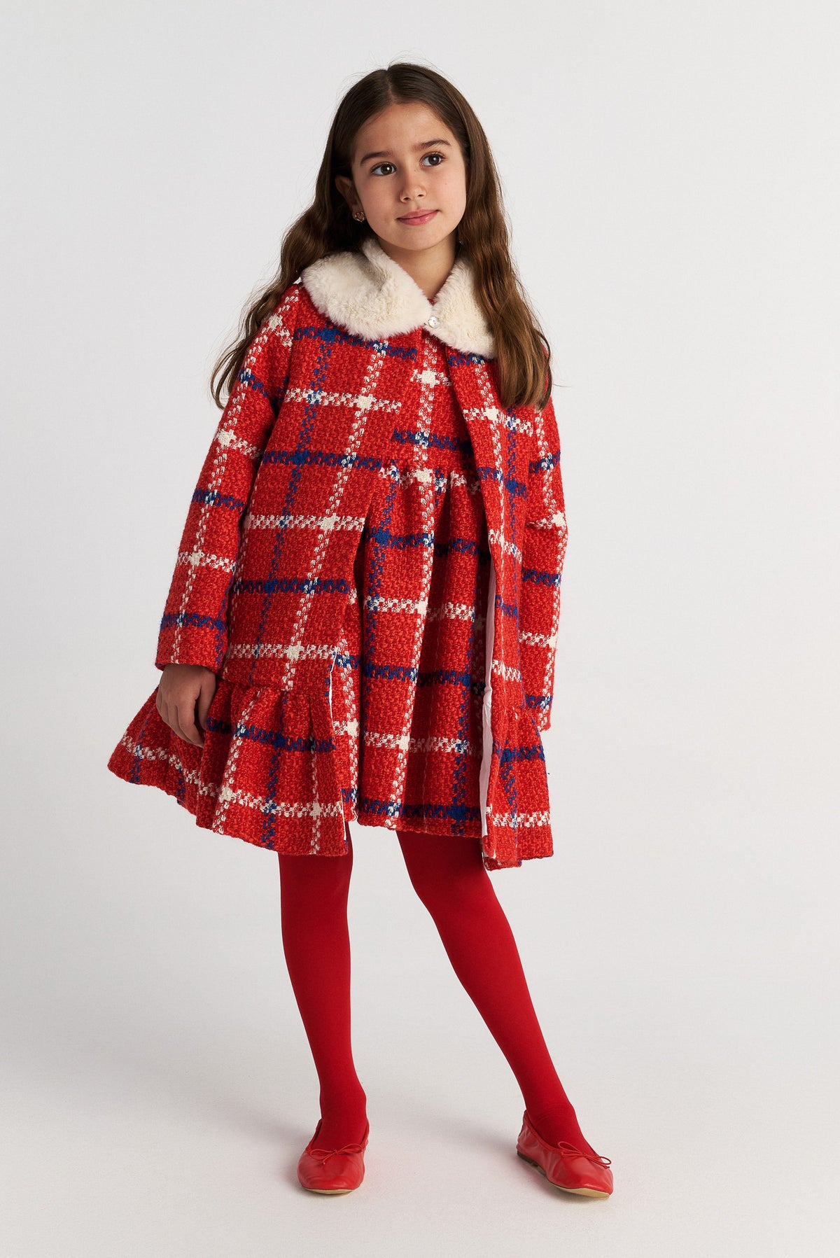 TWO IN A CASTLE RED TWEED DETOUCHED COLLAR COAT