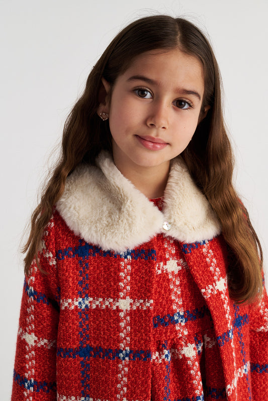 TWO IN A CASTLE RED TWEED DETOUCHED COLLAR COAT