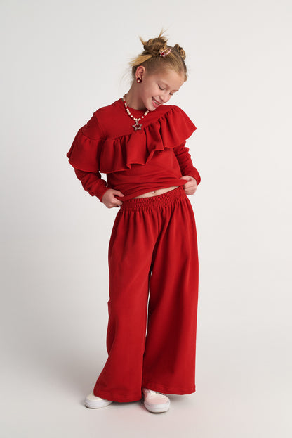 TC MONOCHROME SET RUFFLES TOP & WIDE LEG PANTS