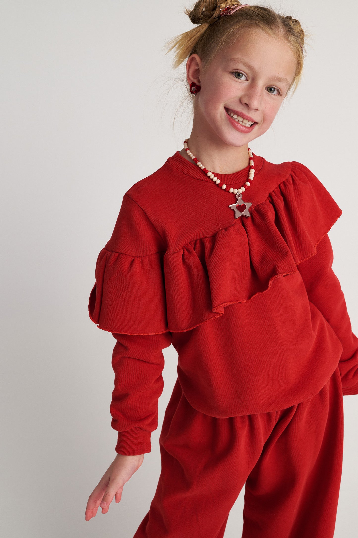 TC MONOCHROME SET RUFFLES TOP & WIDE LEG PANTS
