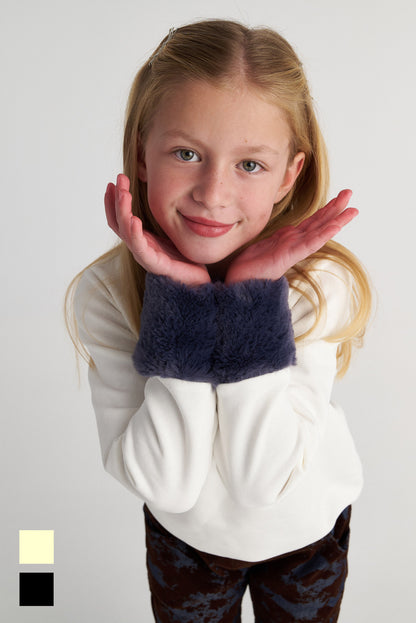 TWO IN A CASTLE FAUX FUR SLEEVES TOP
