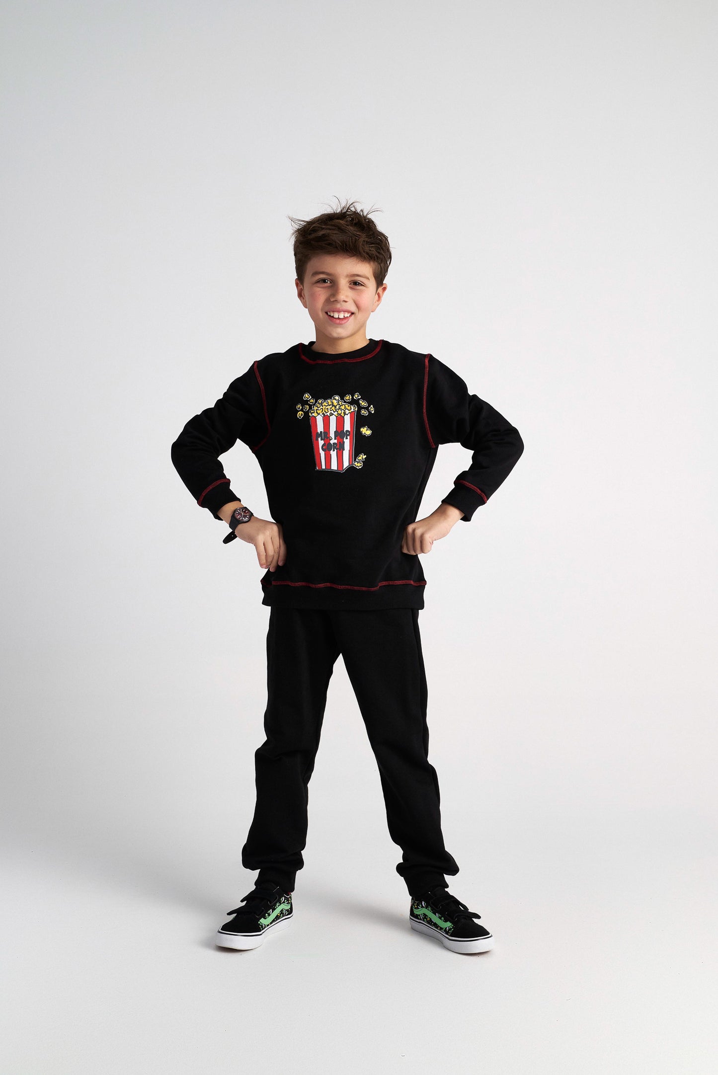 TWO IN A CASTLE SET POP CORN TOP AND STRAIGHT LEG PANTS