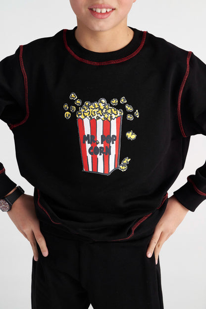 TWO IN A CASTLE SET POP CORN TOP AND STRAIGHT LEG PANTS