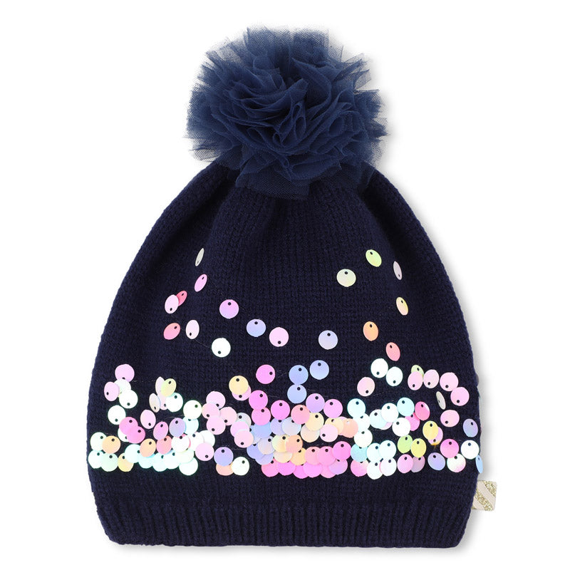 BILLIEBLUSH GIRLS SEQUIN AND POM POM HAT