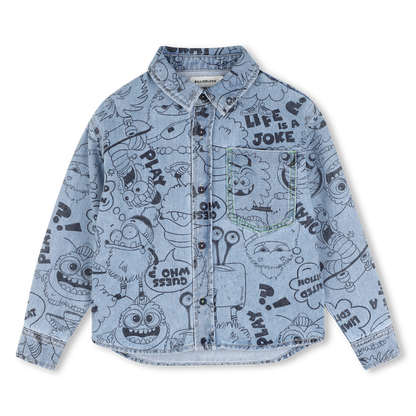 BILLIEBLUSH KIDS PRINTED DENIM SHIRT