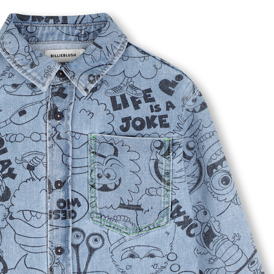 BILLIEBLUSH KIDS PRINTED DENIM SHIRT