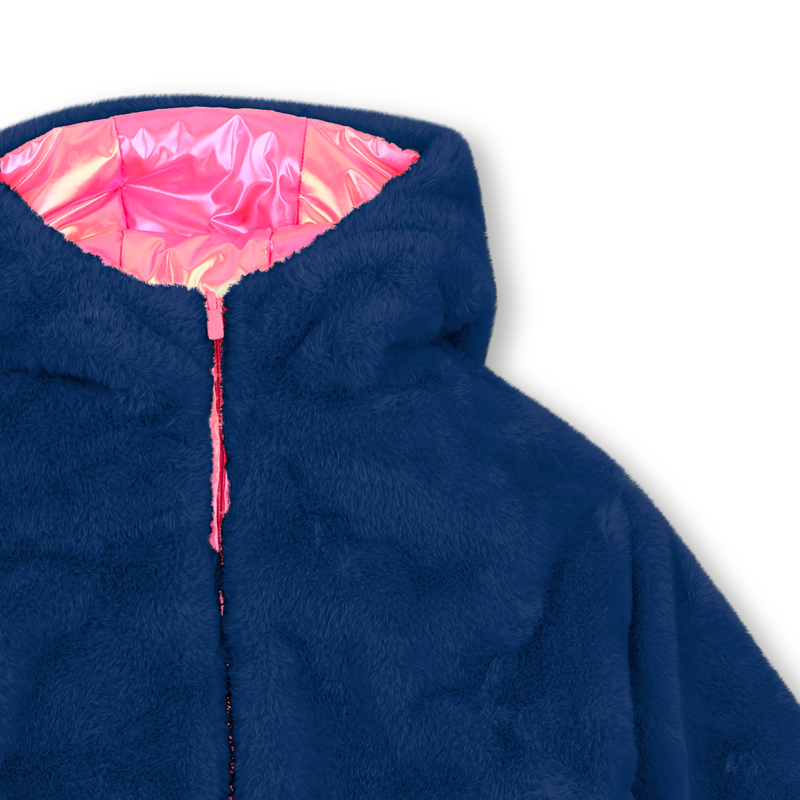 BILLIEBLUSH GIRLS SHINY-FUR REVERSIBLE POMBER JACKET