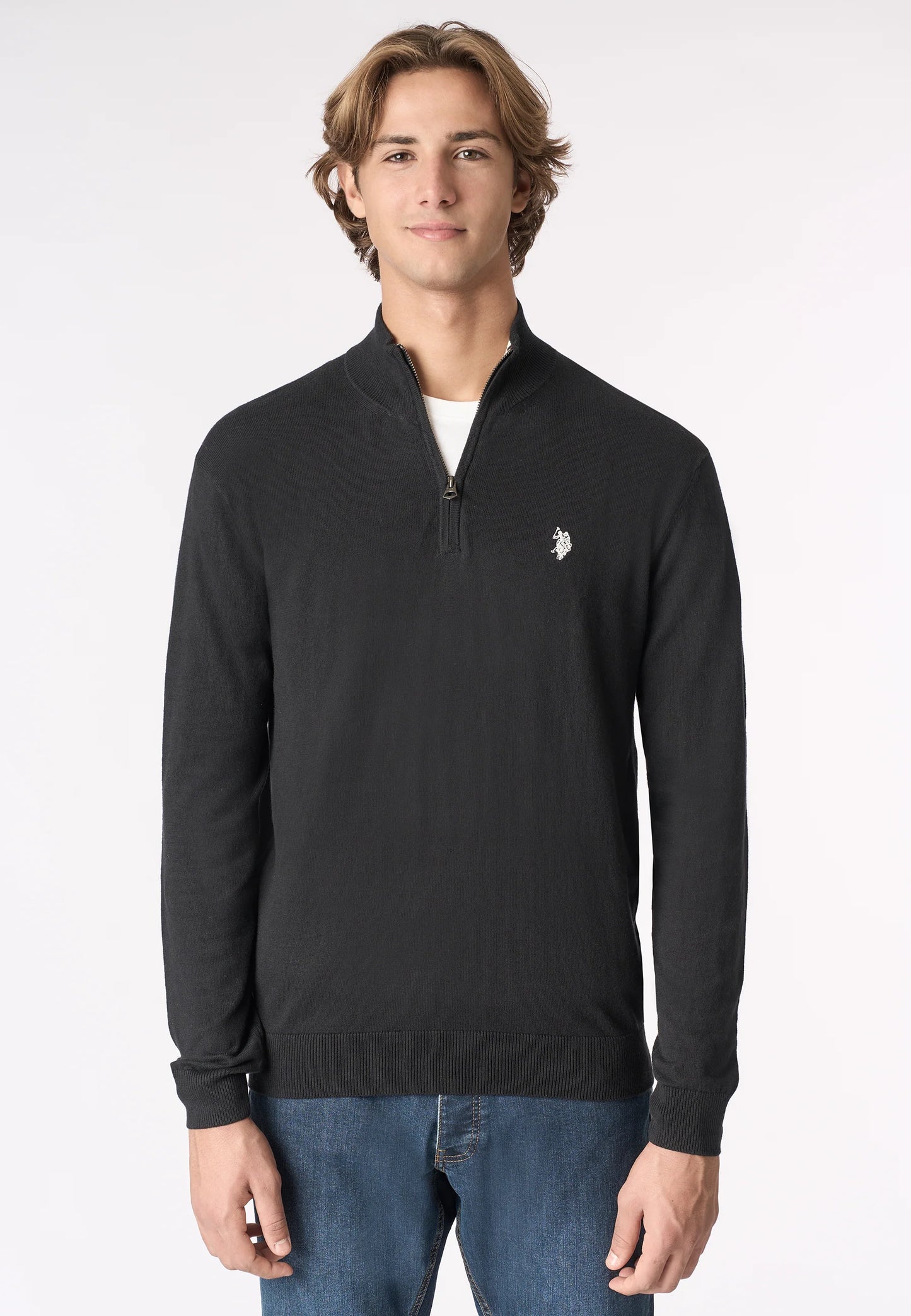 U.S POLO MAN HALF ZIP KNITTED PULLOVER