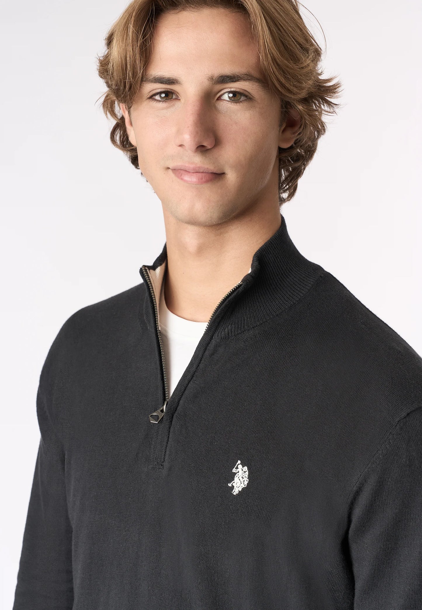 U.S POLO MAN HALF ZIP KNITTED PULLOVER